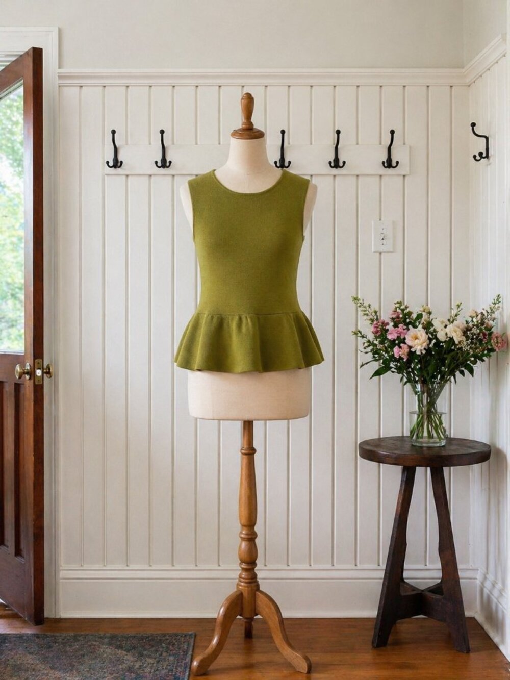 NWT Dynamite Solene Peplum Green Peplum Knit Ladies Tank XS